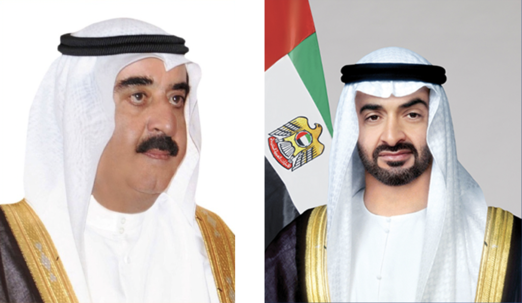 رئيس الدولة يستقبل حاكم أم القيوين ويتبادلان التهاني بمناسبة شهر رمضان المبارك