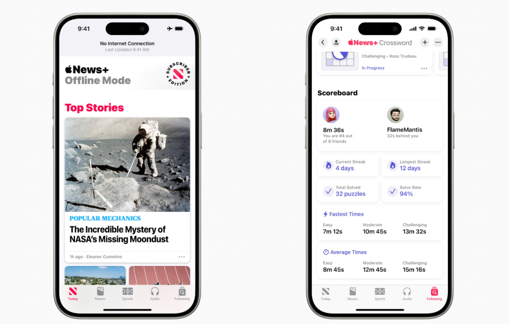آبل تجلب وضع عدم الاتصال إلى Apple News Plus