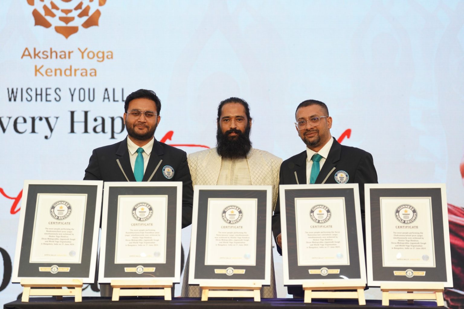 Akshar Yoga Kendraa successfully sets 5 New Guinness World Records