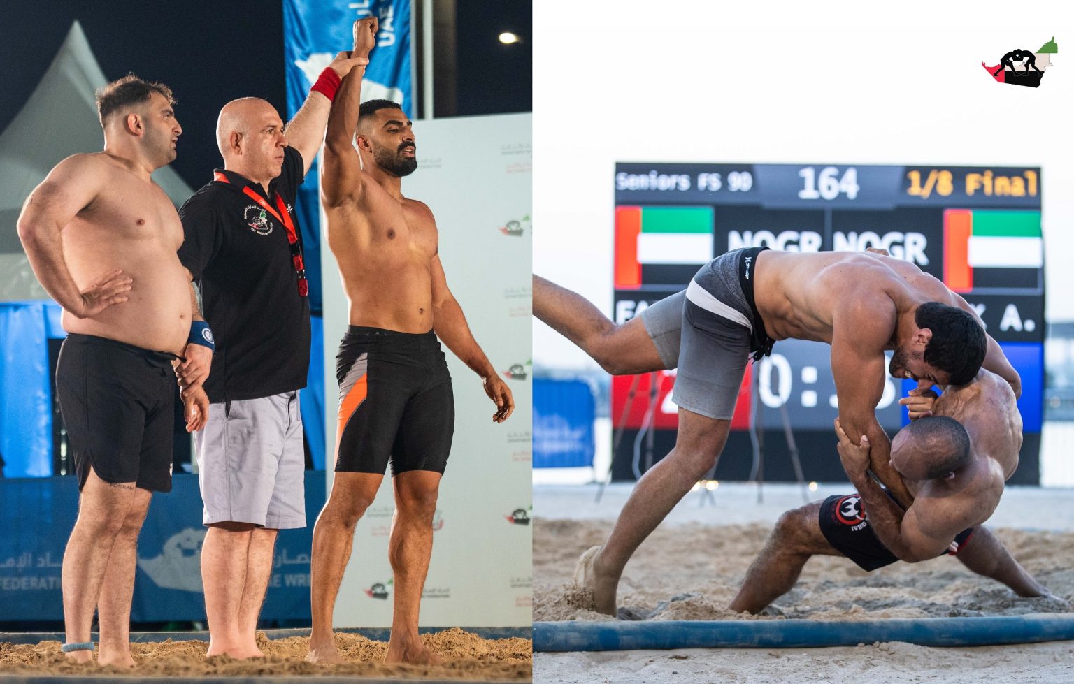 منتخب الإمارات في وصافة بطولة أبوظبي للمصارعة الشاطئية