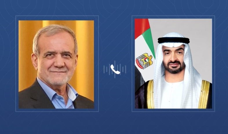 محمد بن زايد ومسعود بزشكيان يبحثان خلال اتصال هاتفي المستجدات في المنطقة