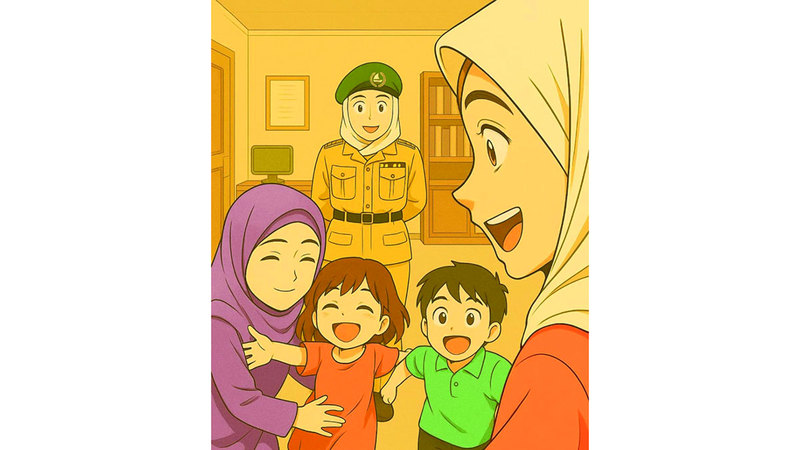 شرطة دبي تُفاجئ نزيلة بزيارة من أطفالها بعد غياب طويل