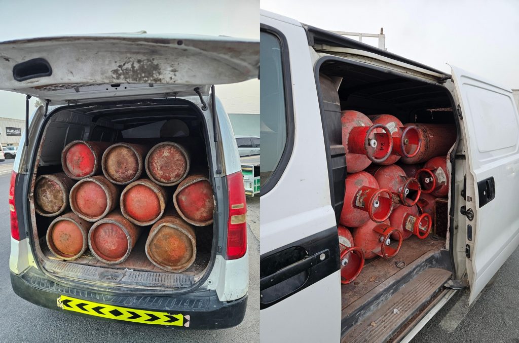 شرطة دبي تضبط حافلة ركاب محملة باسطوانات غاز