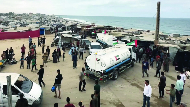 الإمارات ترسل 21 صهريجاً لمواجهة شح المياه في غزة