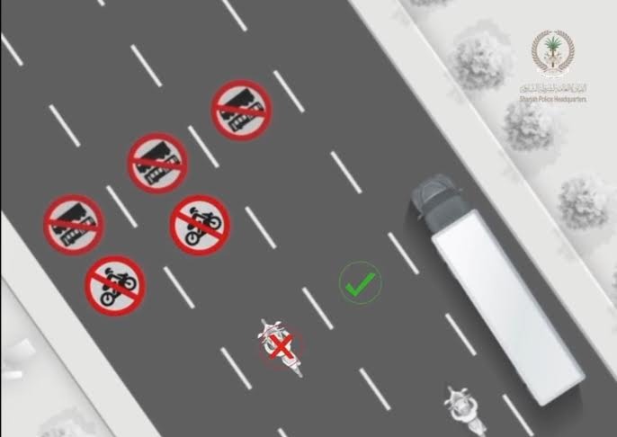 تنظيم استخدام المسارات الخاصة بالدراجات والمركبات الثقيلة والحافلات في الشارقة